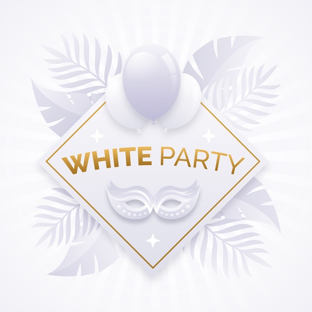 gradient white party illustration with leaves