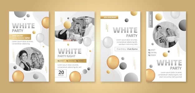 Gradient white party instagram stories template