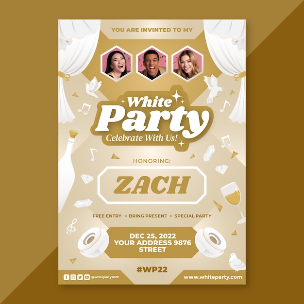 Free vector gradient white party invitation