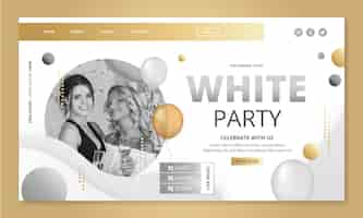 Бесплатное векторное изображение Шаблон целевой страницы градиентной белой вечеринки