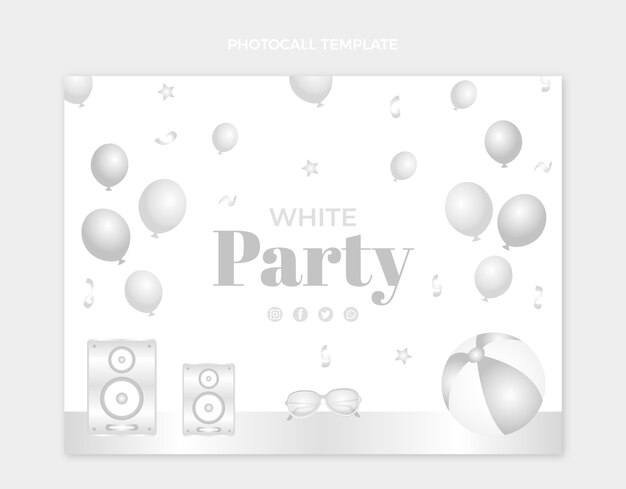 Gradient white party photocall with balloons