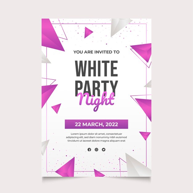 Градиентный дизайн плаката белой вечеринки
