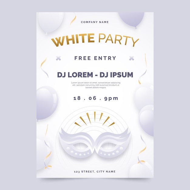 Gradient white party poster template