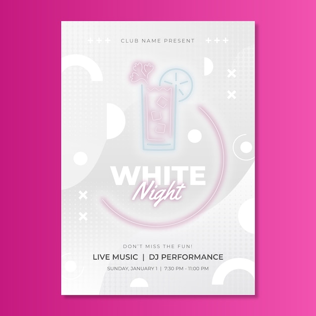 Бесплатное векторное изображение Шаблон плаката градиентной белой вечеринки