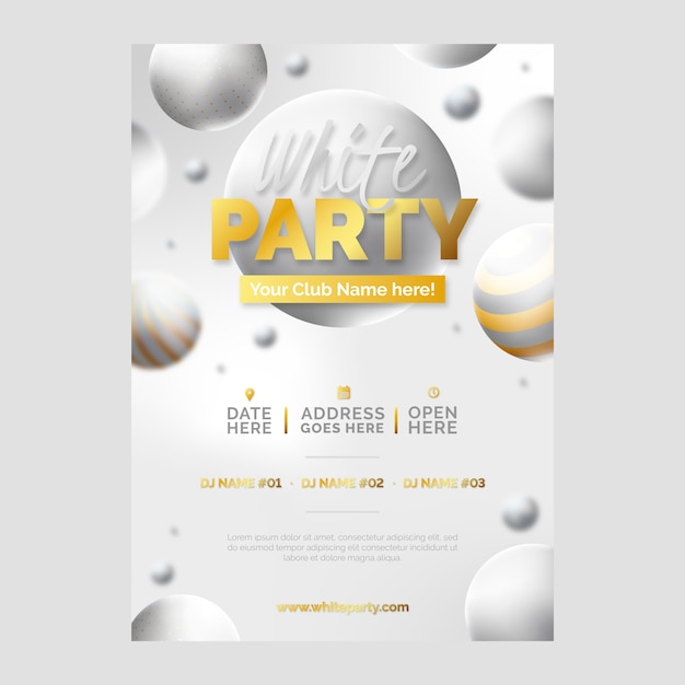 Free vector gradient white party poster template