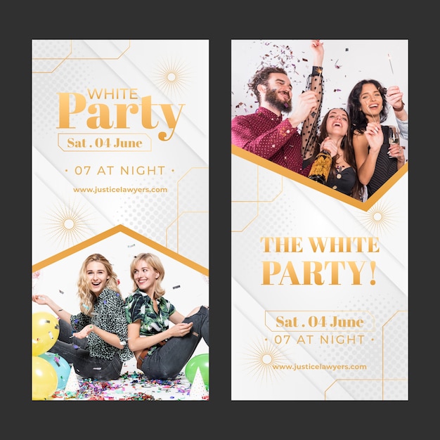 Gradient white party vertical banners template