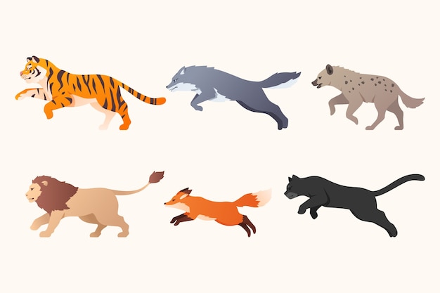 Градиентная иллюстрация диких животных