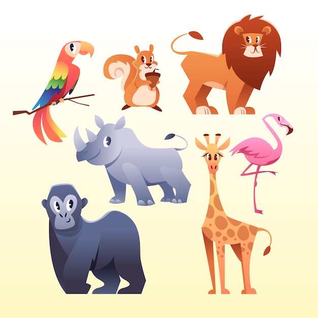 Free vector gradient wild animals illustration