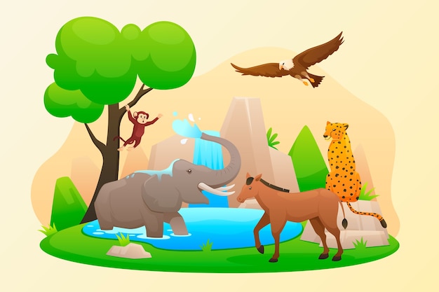 Free vector gradient wildlife background