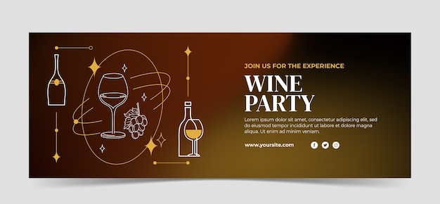 無料ベクター グラデーションワインパーティーfacebookカバーテンプレート
