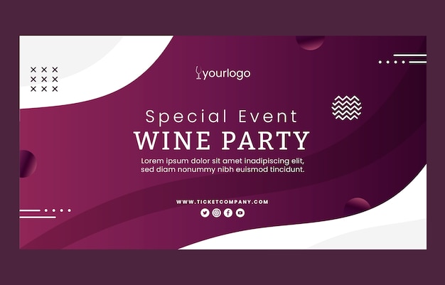 Free vector gradient wine party facebook post template