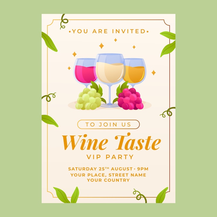Free Vector gradient wine party invitation