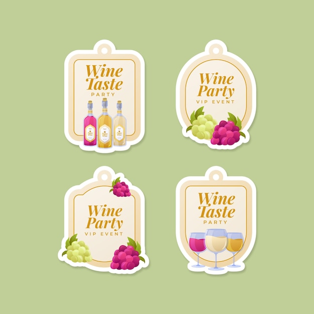 Free vector gradient wine party labels template