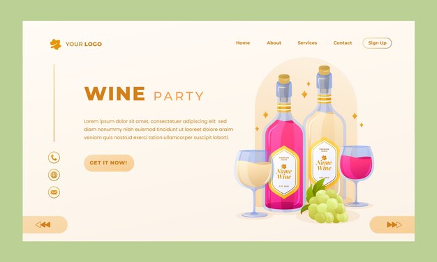 Gradient wine party landing page