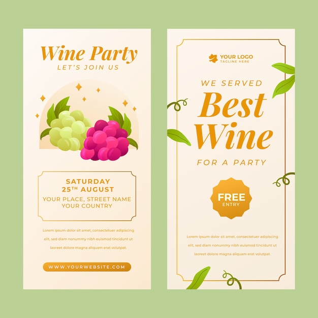 Gradient wine party vertical banner