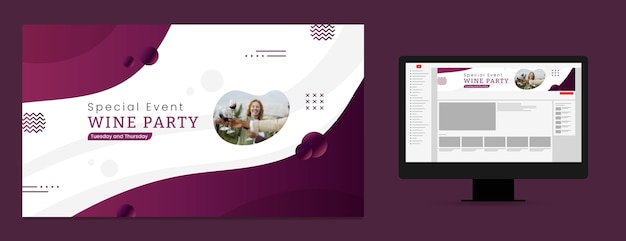 無料ベクター グラデーションワインパーティーyoutubeチャンネルアート