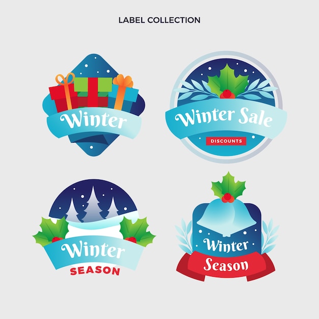 Free vector gradient winter badges collection