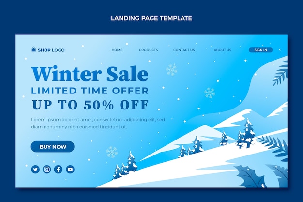 無料ベクター グラデーション冬のランディングページテンプレート