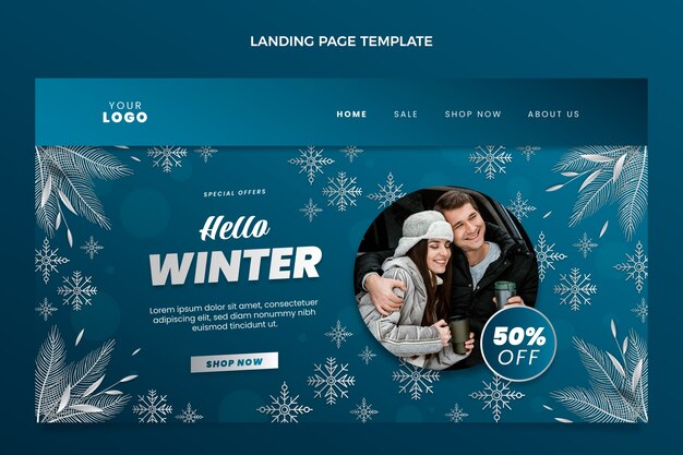 Gradient winter landing page template