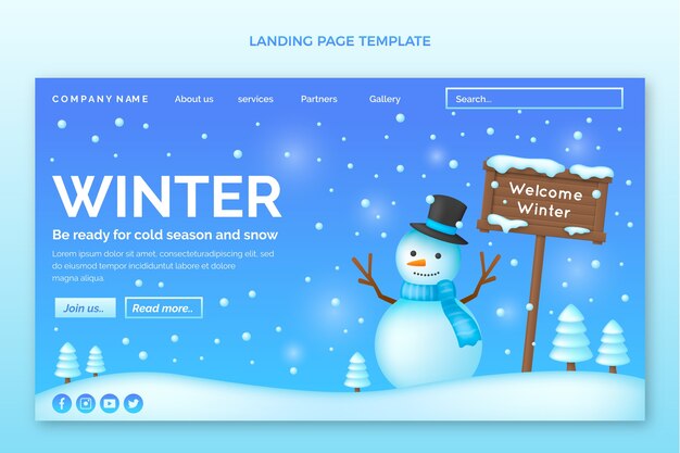 Gradient winter landing page template