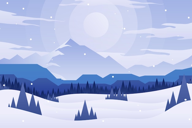 Free vector gradient winter landscape