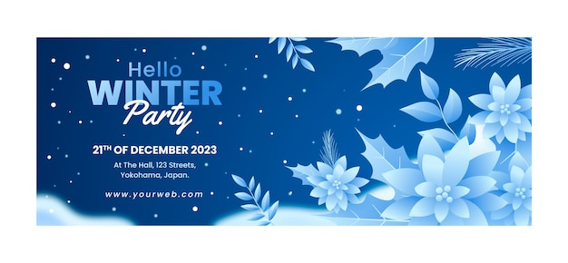 Free vector gradient winter party facebook cover