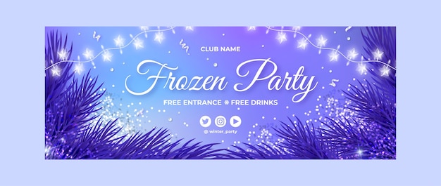 Free vector gradient winter party facebook cover