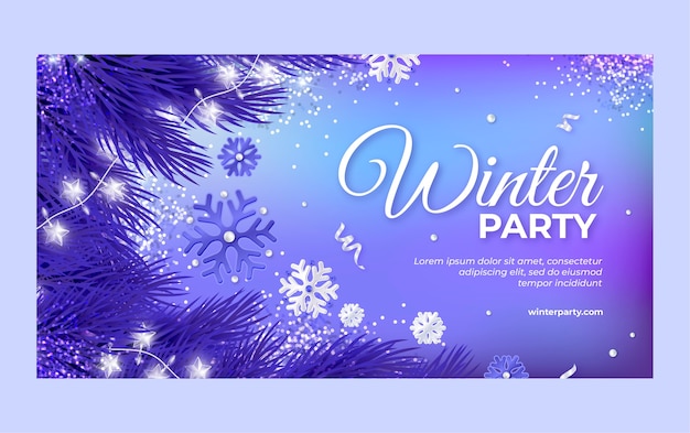 Gradient winter party facebook post