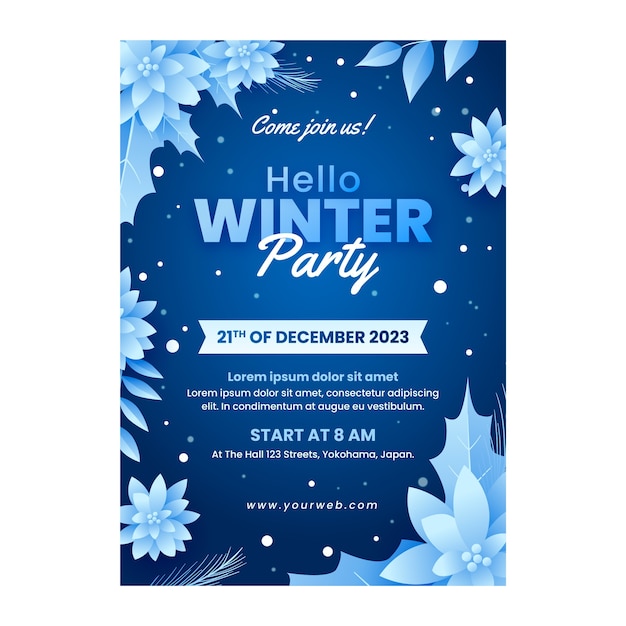 Free vector gradient winter party invitation