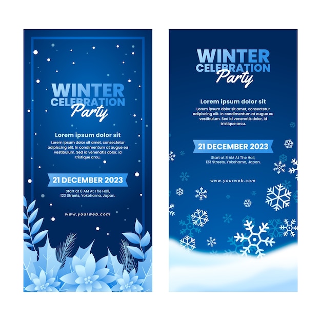Free vector gradient winter party vertical banner