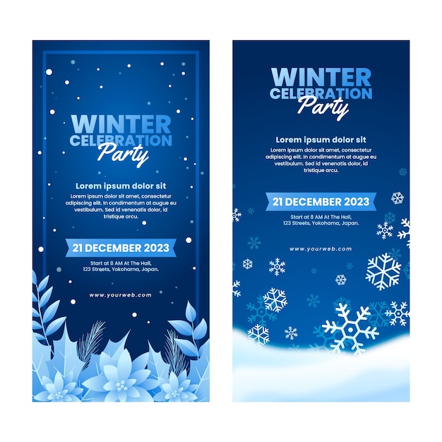 Gradient winter party vertical banner