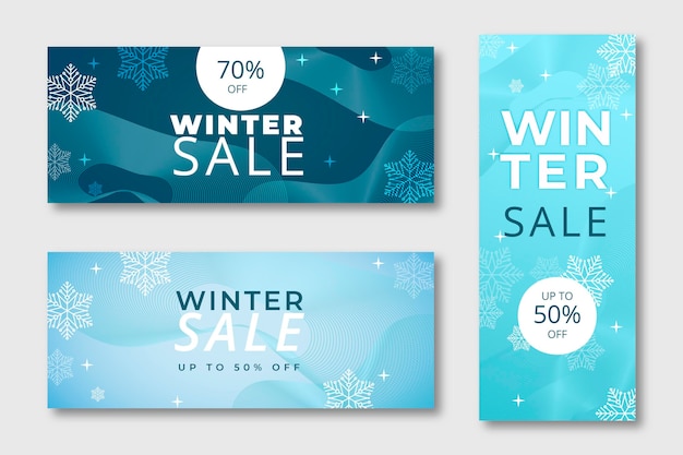 Free vector gradient winter sale banners set