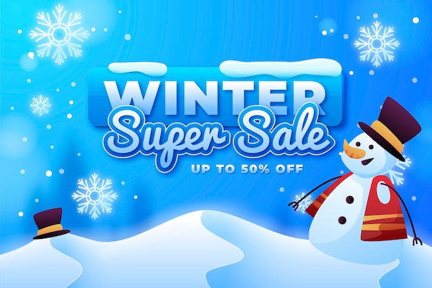 Бесплатное векторное изображение Градиент зимняя распродажа иллюстрация и баннер
