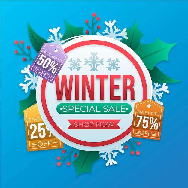 Gradient winter sale illustration and banner