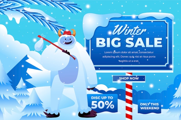 Free vector gradient winter sale illustration and banner