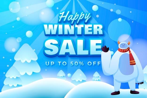 Gradient winter sale illustration and banner