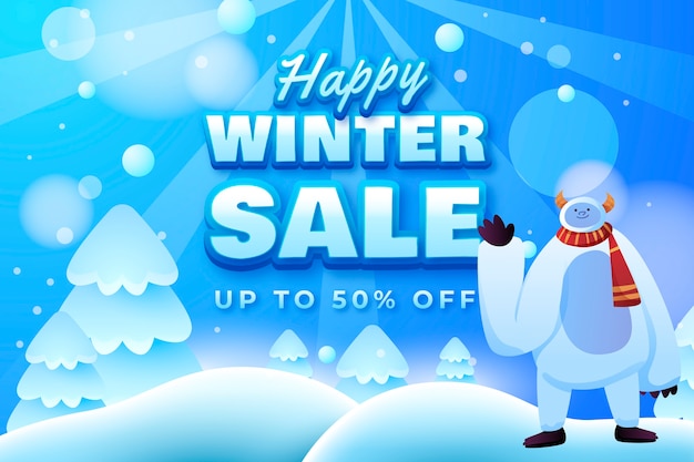 Gradient winter sale illustration and banner