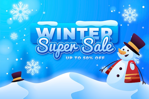 Free vector gradient winter sale illustration and banner