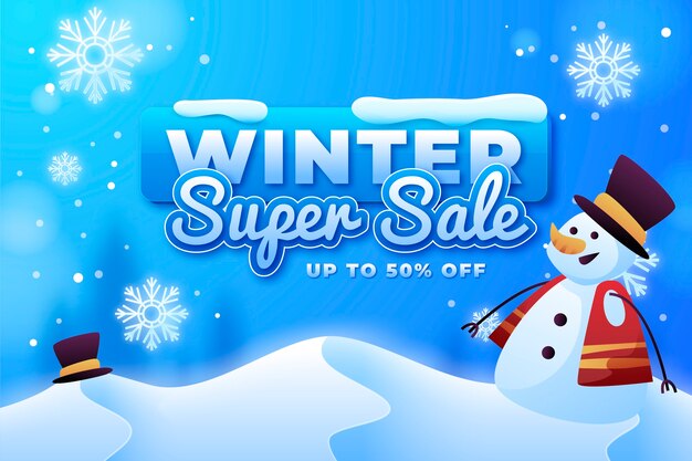 Gradient winter sale illustration and banner