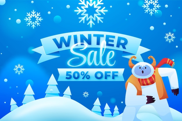 Gradient winter sale illustration and banner