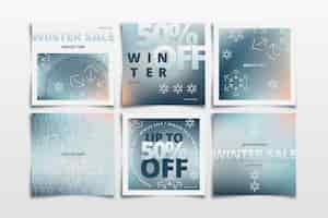 Free vector gradient winter sale instagram posts collection