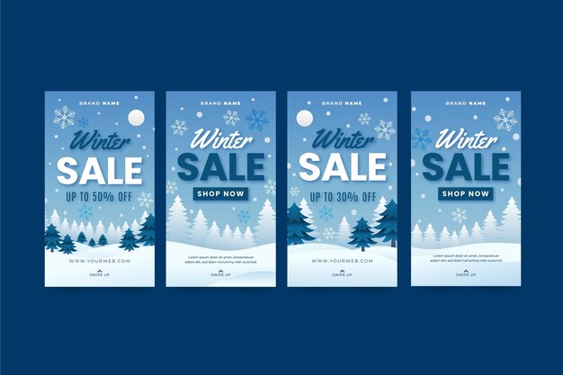 Free Vector gradient winter sale instagram stories collection