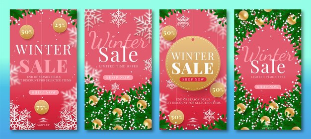 Gradient winter sale instagram stories collection