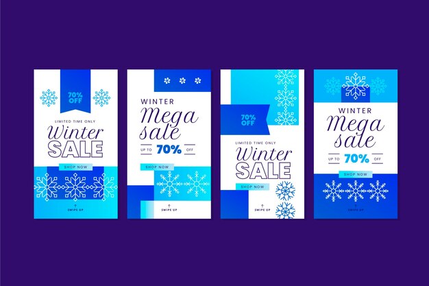 Gradient winter sale instagram stories collection