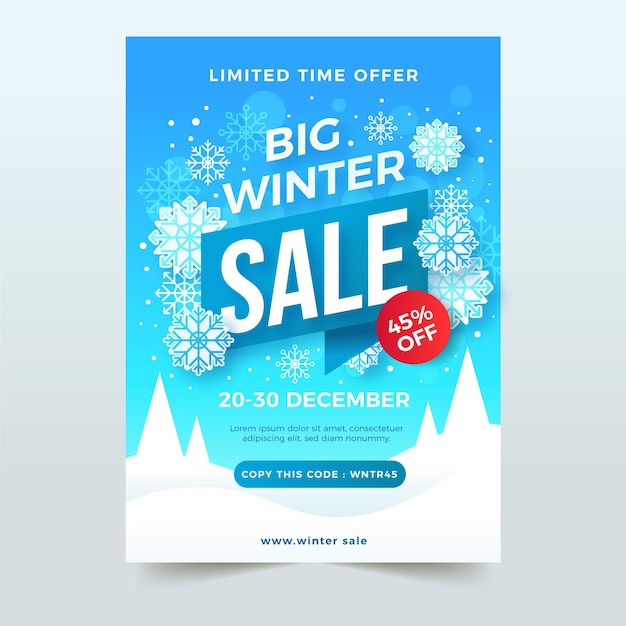 Gradient winter sale vertical poster template