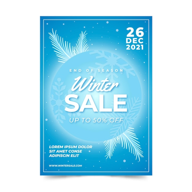 Gradient winter sale vertical poster template