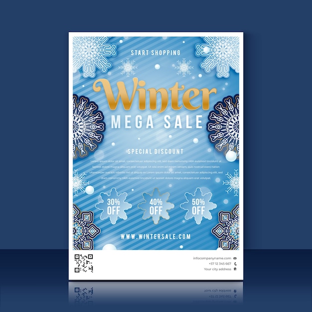 Бесплатное векторное изображение Градиент зимняя распродажа вертикальный шаблон плаката