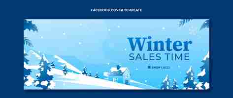 Free vector gradient winter social media cover template