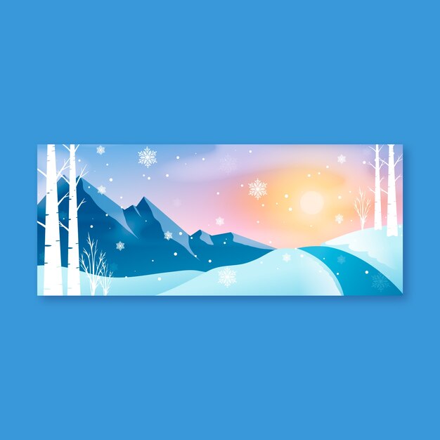 Vettore gratuito banner orizzontale gradiente del solstizio d'inverno
