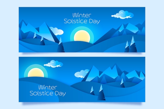 Set di banner orizzontali gradiente del solstizio d'inverno